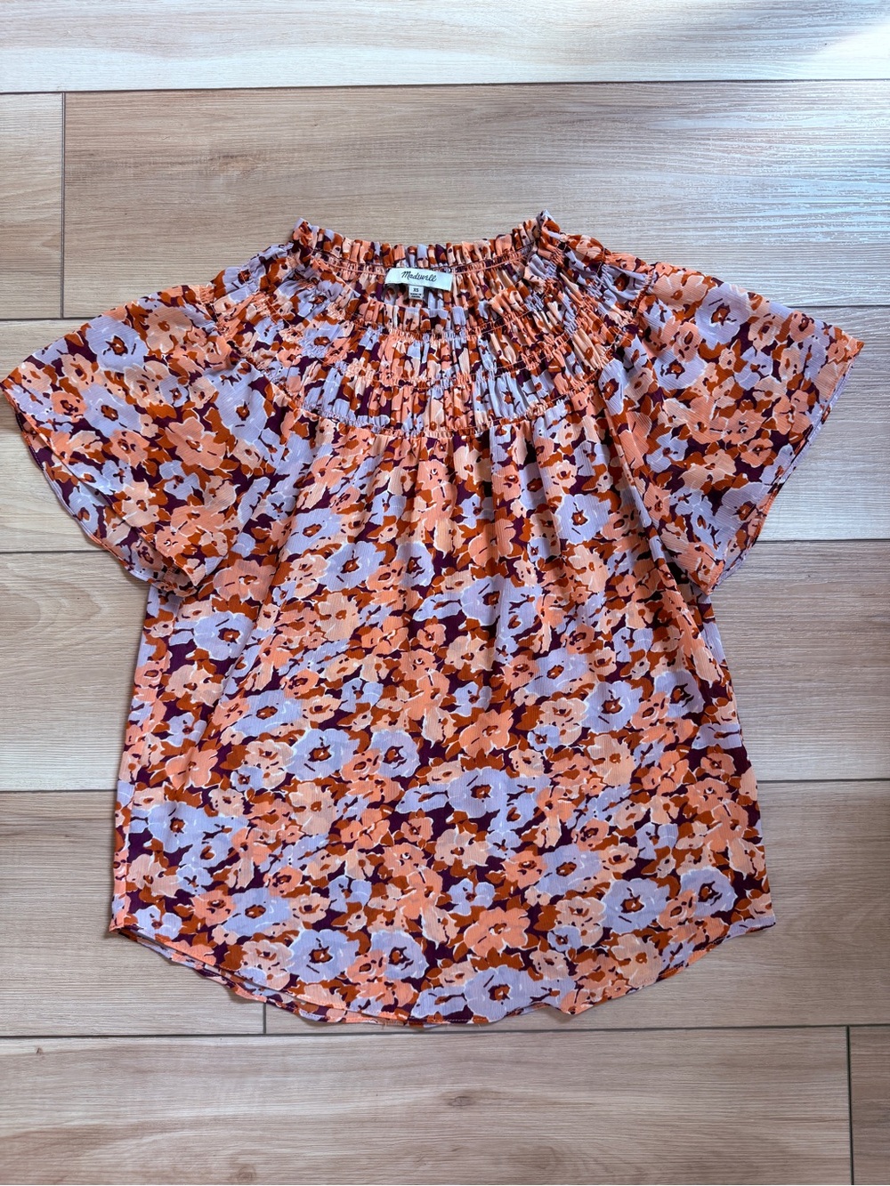 Madewell Smocked Flowy Boho Summer Top in Floral Breeze XS